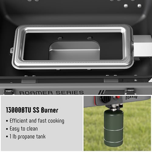 Image of Feasto Portable Gas Grill with Foldable X-Frame Cart for Tailgating, Gray