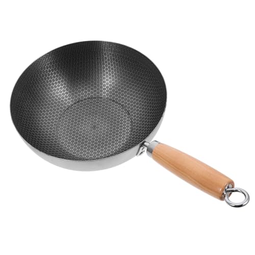 Wok de acero inoxidable antiadherente con mango para cocina