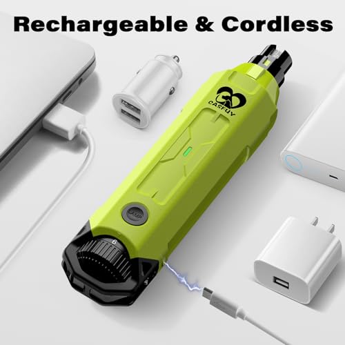 Image of Casfuy 6-Speed Dog Nail Grinder - Newest Enhanced Pet Nail Grinder Super Quiet Rechargeable Electric Dog Nail Trimmer Painless Paws Grooming & Smoothing Tool for Large Medium Small Dogs (Green)