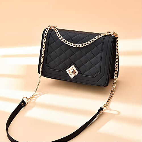 Hinfka Women's Small Crossbody Pu Leather Shoulder Bag Handbag Clutch Bag Fashion Versatile Evening Bag (Black) #TOP1
