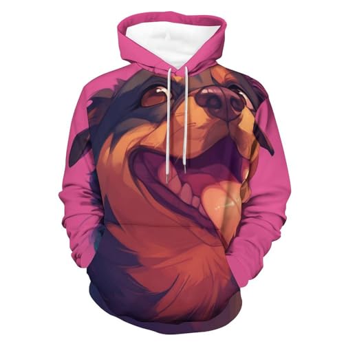 Sweatshirt Chien Peint en Rose hoodie unisexe manches longues pullover chaud taille S pour adulte