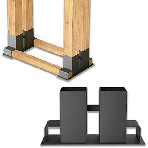 Froadp 8x Schwarz Kaminholzstapelhilfe Metall Holzstapelhilfe Gespritztes Eisen Holzstapelhalter Stabile Brennholz Stapelhilfen Gestell Holzwiegen Kaminholzhalter Cover