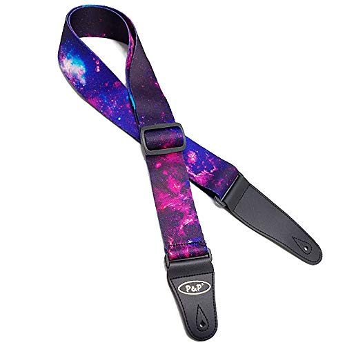 Bestgle Sangle de guitare en polyester terylene Longueur réglable Purple Cloud Starry Sky Pattern pour guitares… - Les Beatles, Paul McCartney, John Lennon, RIngo Starr, George Harrison Bestgle Sangle de guitare en polyester terylene Longueur réglable Purple Cloud Starry Sky Pattern pour guitares…