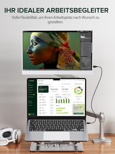 UPERFECT Portable Monitor Weiß 15.6" Travel Monitor mit Smart Cover & VESA – Ansicht 4