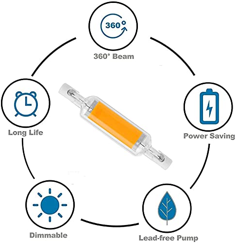 Qixivcom 78Mm 10W R7S Led Bulbs Dimmable(2 Pack)- Led Cob Light 100W Halogen Equivalent 78Mm R7S Base J T-Ype T3 120V Warm White 3000K R7S Led J78 Flood Light Landscape Lights Lamp Work Lighting #TOP3