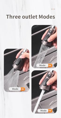 Image of X-XONIER 304 Single Bowl Kitchen Sink Stainless Steel Multipurpose Multifunction 3 Mode Tap with Pulldown Feature Soap Dispenser Glass Washer Black