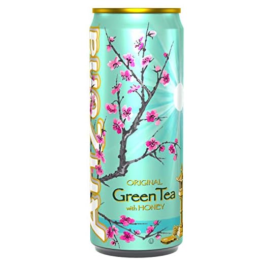 Arizona Thé Noir Pêche Original Green Tea With Honey Pack de 6 Canettes de 330 ml