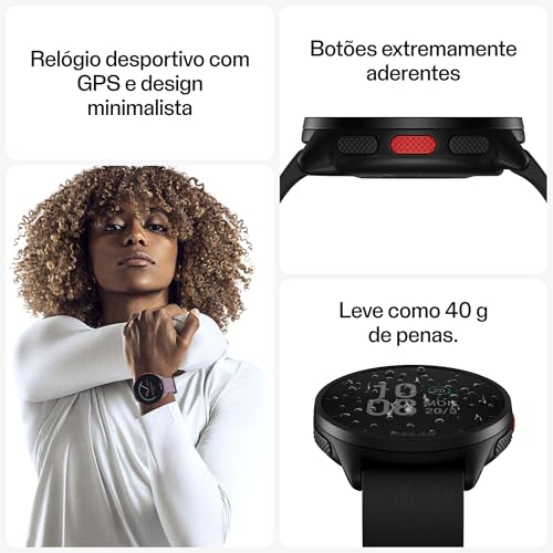 Polar Pacer Preto - Relógio com GPS avançado, Processador rápido, Ultraleve, Tela brilhante, Botões aderentes, Programas de treino e recuperação, Monitor de FC, Controles de música - Imagem 4