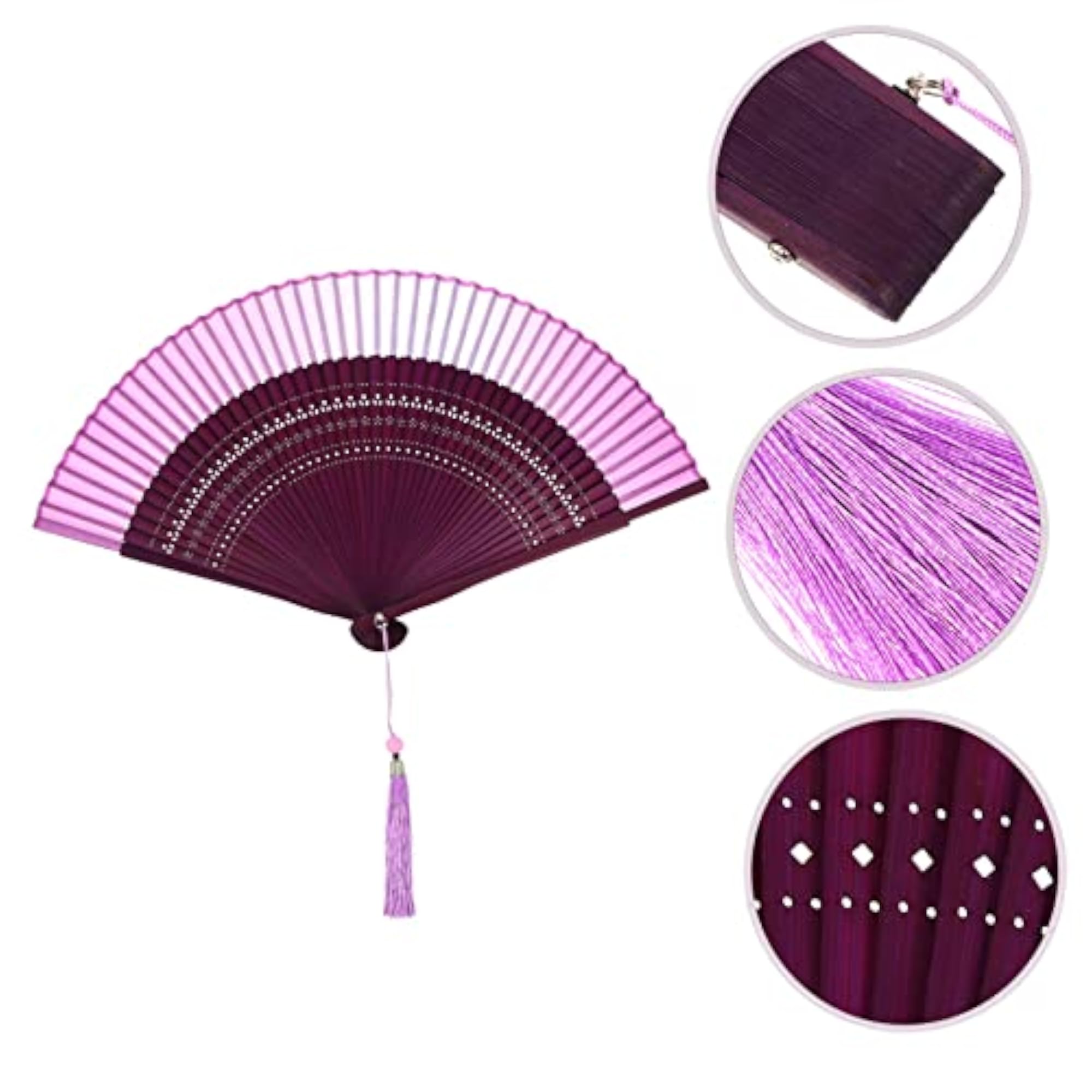 5pcs Tassel Folding Fans, Retro Handheld Dance Fan