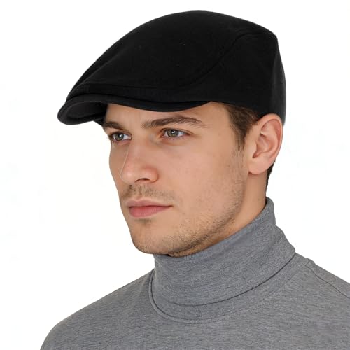 Pistha Mens Newsboy Flat Caps Beret Hat Driving Beret Dress Hats Black