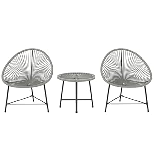 Outsunny Polyrattan Gartenmöbel Set, Outdoor Lounge Balkonmöbel für 2 Personen, 3-teilig Sitzgruppe mit 2 Stühle, Tisch, wetterfest Gartenlounge für Garten, Terrasse Balkon, Grau