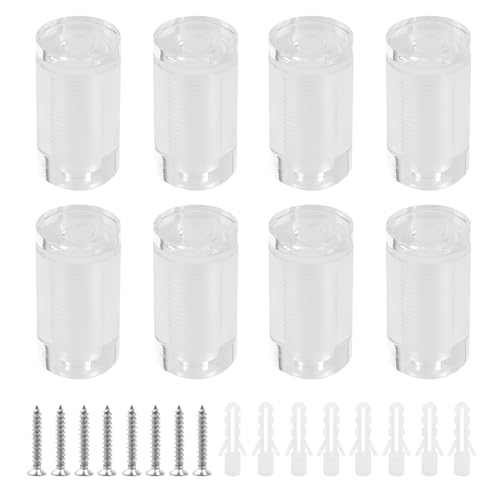 Image of Antrader Clear Standoffs,Glass Wall Mount Hardware Kit,25 x 40mm (8Pcs) | Acrylic Standoff Screws for Advertising Board Hanging Acrylic Picture Frame