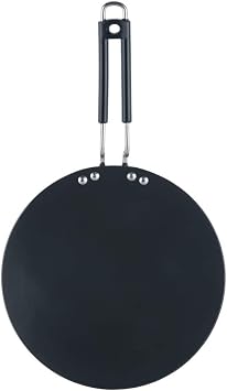 Vinod Black Pearl Hard Anodised Tawa - 26.5 سم | 5.25 مم سمك | ملعقة معدنية ودية | Riveted مقبض قوي | Roti طويل الأمد، Paratha Tawa | | Toxin Free