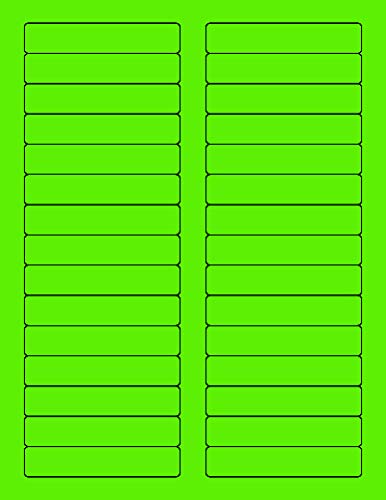 8-1/2 x 11" Neon Color High Light Fluorescent Labels for Laser & Inkjet Printer (Green Fluorescent, 2/3" x 3-7/16" - 30 Per Page | 3000 Labels)