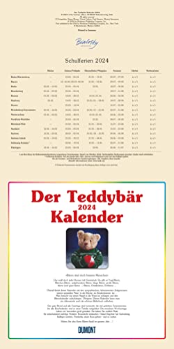 Dumont The Teddy Bear Brochure Calendar 2024, in Format 30 x 30 cm, Monthly Calendar with School Holiday Dates - Image 2