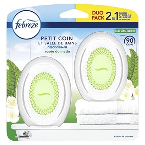 Febreze Ambientador casero pequeño (2 unidades x 75 ml), rocío de la mañana, ambientador continuo para eliminación y prevención de olores