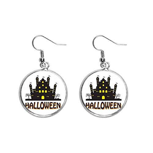 Pendiente de plata castillo brillante Halloween joyería cerámica mujer