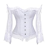 Kranchungel Women's Gothic Steampunk Corsets Bustiers Top Overbust Corset Plus Size Lingerie Medium White