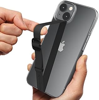 Sinjimoru Length-Adjustable Mobile Phone Grip Strap, Silicone Phone Strap Holder for Hand as Cell Phone Loop for Phone Case Reusable with Clip for iPhone & Samsung. Sinji Loop Buckle Black