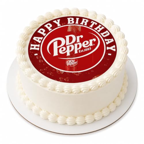 Dr Pepper Happy Birthday Cake Topper – Round Party Decoration