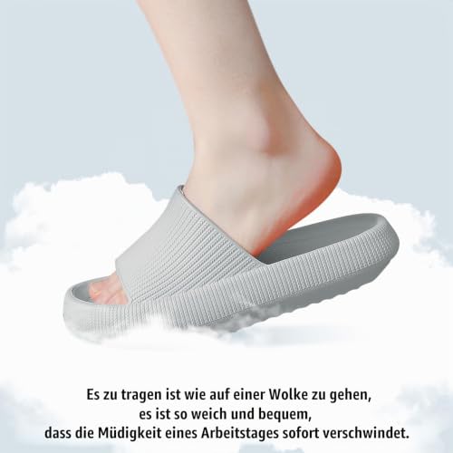 QJJQ Badeschuhe Herren Damen Cozislides Original Slippers Wolke Schlappen Super Weich Rutschfest Badelatschen Hausschuhe Sommer Pantoletten… – Ansicht 5