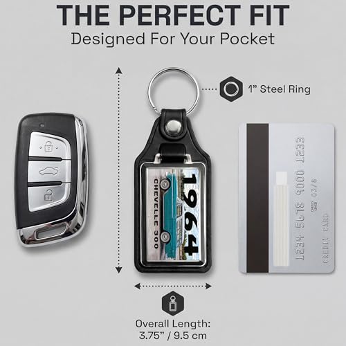 Image of Brotherhood 1964 Compatible with Chevelle 300 Design Key Chain Key Holder Key Ring For Men Heavy Duty Car Key Ring For Men and Women