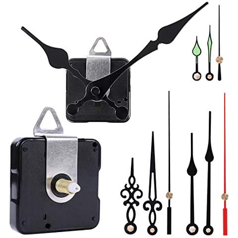 EMOON 2 Pack Non Ticking Clock Mechanism with 4 Pack Clock Hands, Clock Movement Motor Kit for Clock Repair, Replacement and Custom Clock (Total Shaft Length 5/8 in) Cover