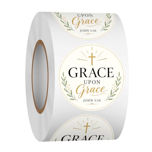 Louise Maelys 500Pcs Bible Verse Stickers,1.5 Inch Grace Upon Grace Labels