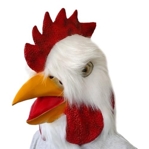 Masque de coq blanc en latex réaliste VICASKY pour déguisement d'Halloween