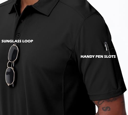 Men’s Polo Shirts Tactical Short Sleeve Quick Dry Performance Shirt Golf Casual Hiking Work Utility2