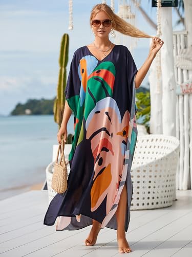 Image of Kaftan Dresses for Women Plus Size Bathing Suit Cover up Caftan Maxi Beach Dresses