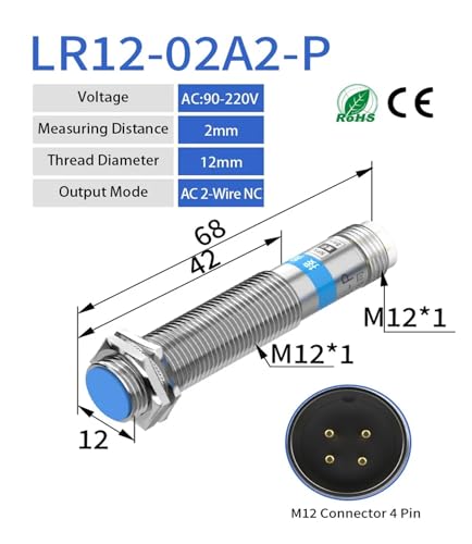 Sensor inductivo M12 AC para solucionar fallos de posicionamiento con conector de 4 pines 3