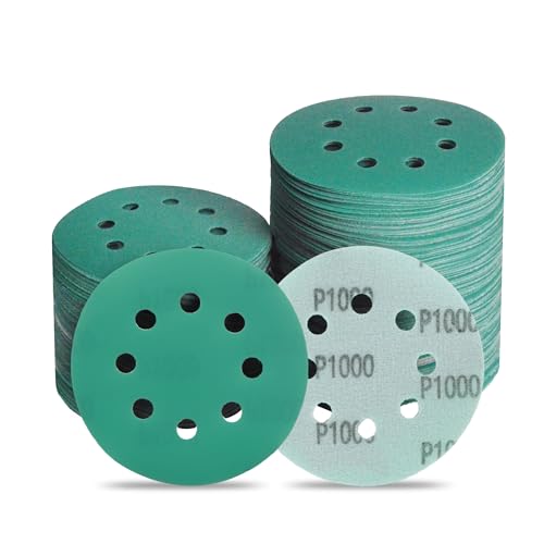 Image of 5 Inch 8 Hole 1000 Grit Zirconia Alumina Hook & Loop Sanding Discs, Heavy-Duty Polyester Film Backing, Wet /Dry Anti-Clog for Random Orbital Sanders - Wood, Automotive, Metal - 50 Pack