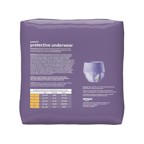 Image of Amazon Basics Postpartum Incontinence Underwear for Women, Maximum Absorbency, Fresh Protection, Bladder Leak Protection, Disposable, XX-Large, Lavender, 14 Count (Pack of 2)