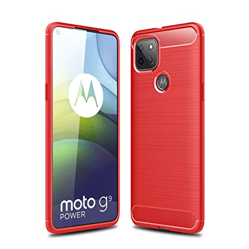 Wuzixi Funda para Motorola Moto G9 Power. Diseño de Funda de Silicona Suave y Delgada, Resistente a los Golpes y Duradera, Caso para Motorola Moto G9 Power.Rojo