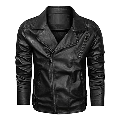 Veste en cuir PU premium pour homme avec finitions asymétriques et col revers