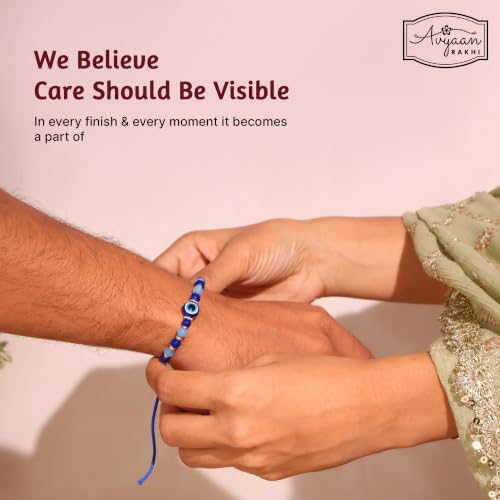 Image of Avyaan Handcrafted Evil Eye Rakhi for Brother | Royal Blue Beads | Elegant Blue Threads | Premium Craftsmanship | Refined Finish | Lightweight Design | Comfortable All-Day Wear | Positive Vibes | 1-pc