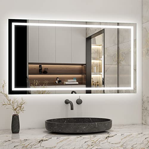 HAPAOSO Espejo de baño LED 140 x 70 cm, antivaho, Brillo Regulable