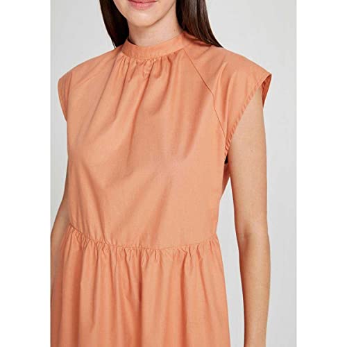 Vestido Midi Fem Reto Feminino, Marrom Medio, P