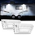 SnowyFox LED RV Porch Light Aluminum Exterior Utility Light 12V White RV Exterior Led Lighting Outside Lights Compatible with RV Camper Trailers Lighting Fixture 750 Lumen Replacement Lighting(2 Pack)