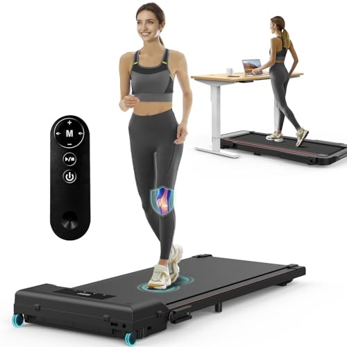Walking Pad, Under Desk Treadmill for Home with Remote, 2.5HP LCD Display and Bluetooth Speaker, Double Shock Absorption Ultra Slim Treadmills for Home Office Use No Assembly