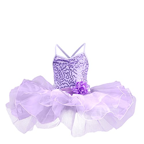 OBEEII Vestido Lentejuelas Princesa Flores para Niña Chica Traje de Baile Jazz...