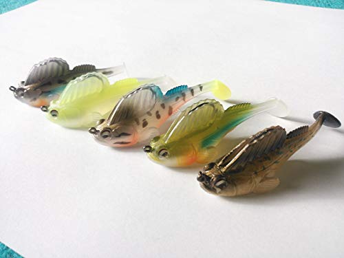 ハゼの形 ソフトルアー ワーム 7.5cm 15g 5色セット ジグヘッド+ワーム ドンコ カジカ ベイト ブラックバス シーバス ヒラメ 根掛かりしにくい