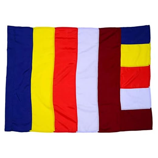 BUDDHAFIGUREN BUDDHAFIGUREN Buddhistisk flagga - gul-blå-röd-vit - 82 x 114 cm