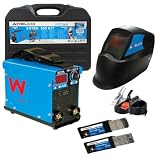 AWELCO - Kit Saldatrice 200A Inverter MMA IGBT + Maschera di saldatura + 65 elettrodi Rutile: Ø2,5 x 300 / Ø3,25 x 300 mm