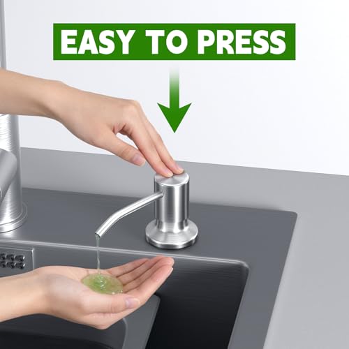 Image of Kitchen Sink Soap Dispenser, Built in SoapDispenser, 47 inch Extension Tube kit, Counter Lotion Dispenser Pump, No Need More Refills (Brushed Nickel)