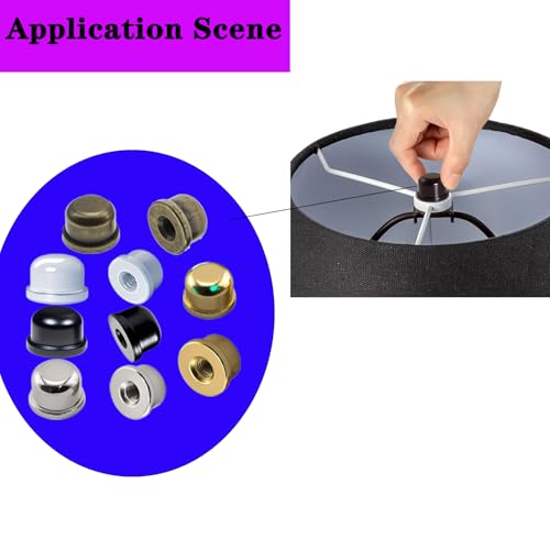 Image of Metal Lamp Finials, 1 /4-27 Thread, 1 /2 Inch Lamp Shade Nuts for Harp Tops | 10 Mixed-Finish Brass Finials with 1 /4-27 Female Threads For Compatible Table, Floor, Desk And Bedside Lamp Harps