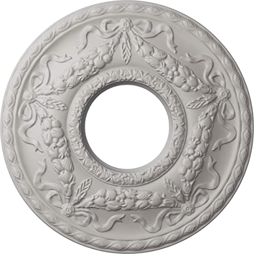 Ekena Millwork CM26HUUWF - 22 1/8"OD x 7 1/4"ID x 1 3/4"P Hurley Ceiling Medallion (Fits Canopies up to 7 1/4") - Ceiling Medallion, Ultra Pure White