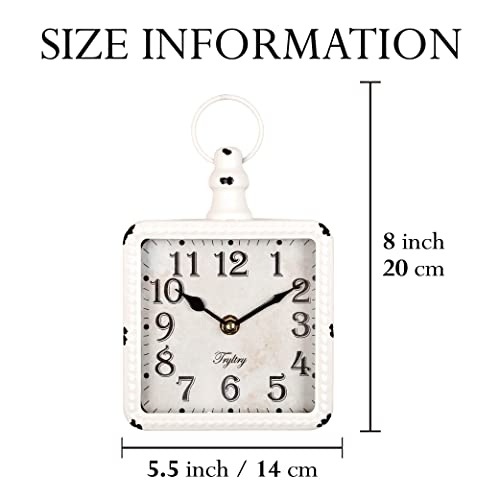 Tryltry Retro Rectangle Small Wall Clock, Battery Operated Silent Black Vintage Decor Wall Clocks, Antique Old Design Style, For Farmhouse,Kitchen,Bedroom,Bathroom White Rectangle #TOP1