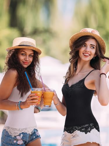 4 Pcs Women's Long Lace Tank Tops lace Camisole Patchwork Tops for Women3